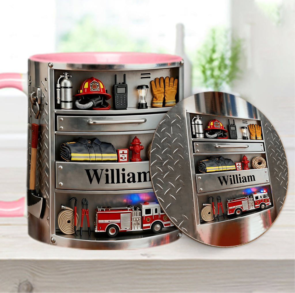 Firefighter Toolbox - Personalized Firefighter Accent Mug & Coaster