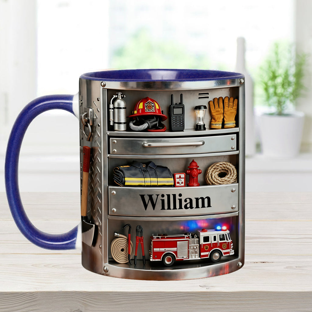 Firefighter Toolbox - Personalized Firefighter Accent Mug & Coaster