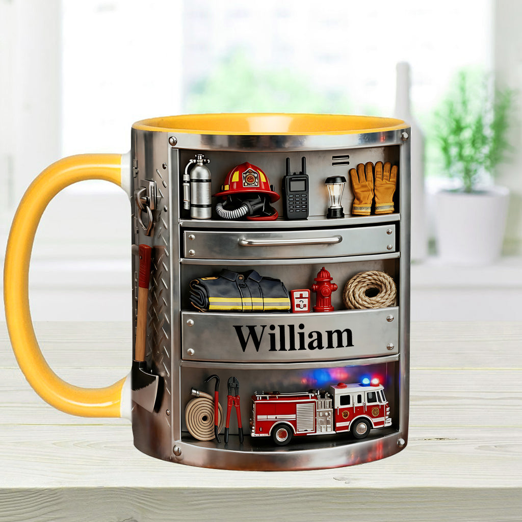 Firefighter Toolbox - Personalized Firefighter Accent Mug & Coaster