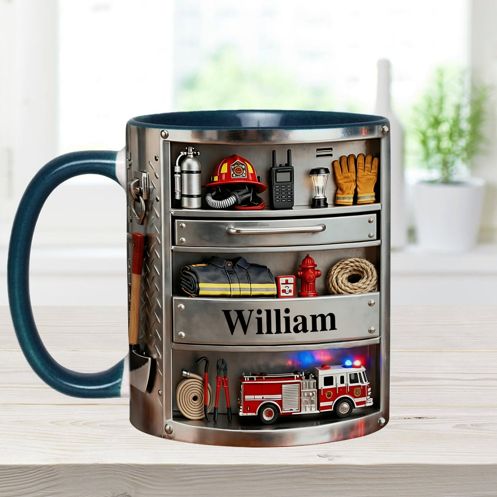 Firefighter Toolbox - Personalized Firefighter Accent Mug & Coaster