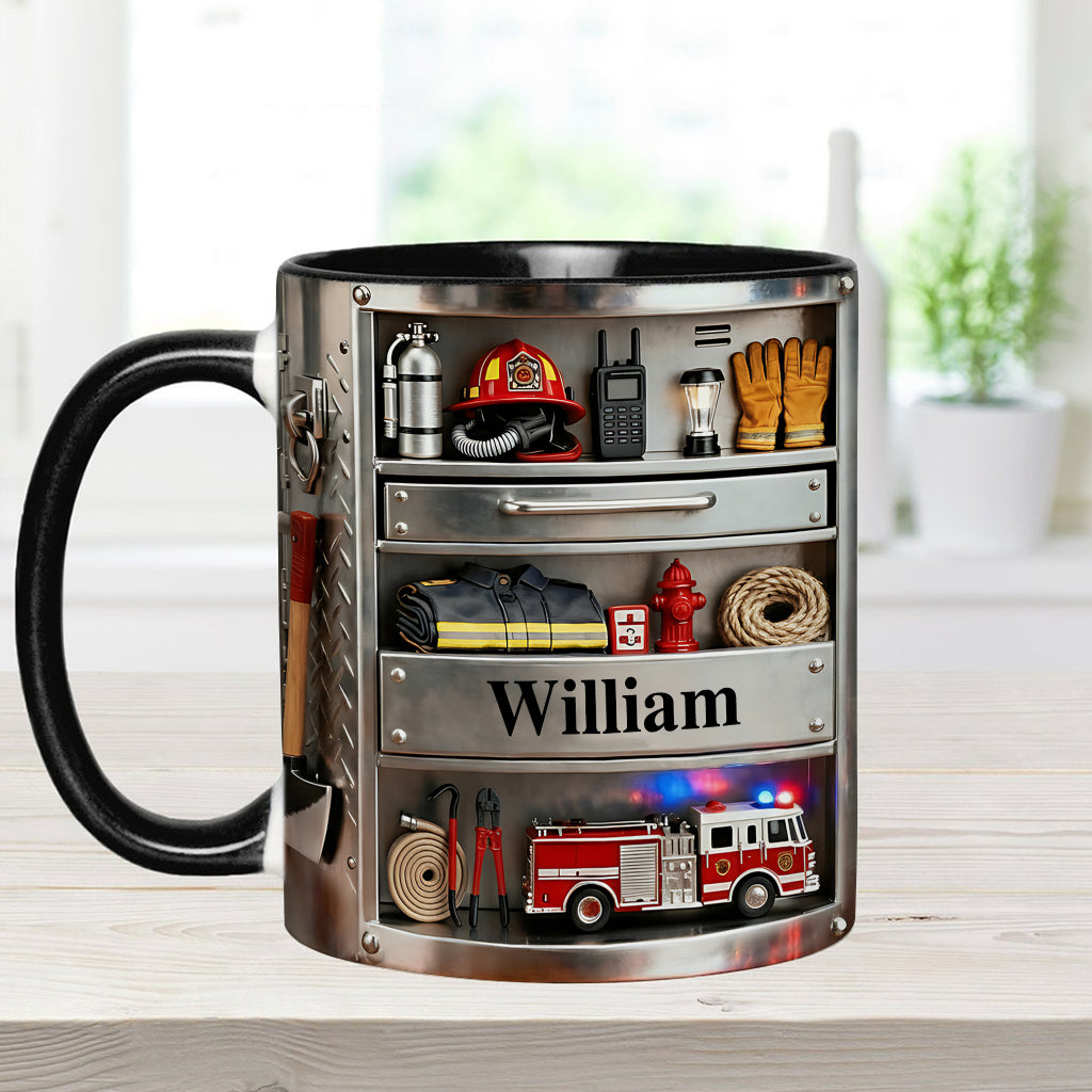 Firefighter Toolbox - Personalized Firefighter Accent Mug & Coaster