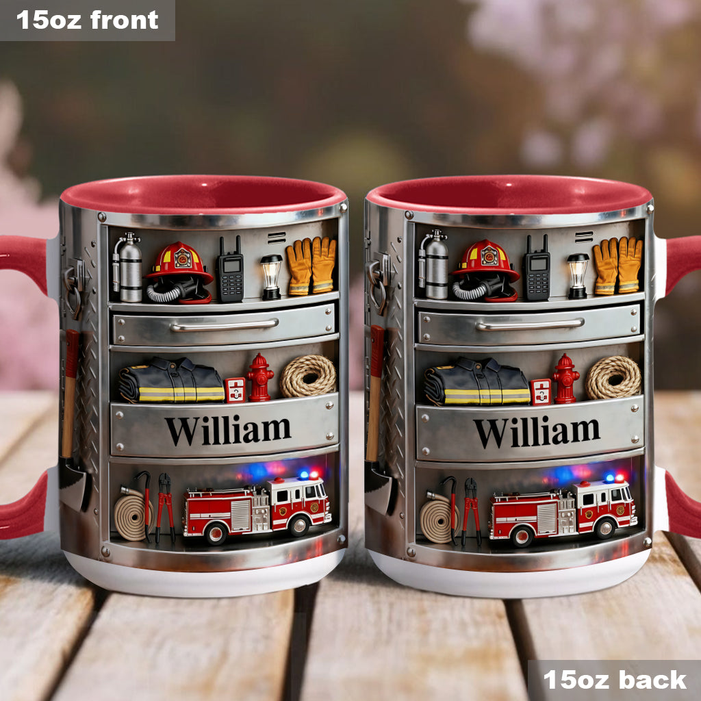 Firefighter Toolbox - Personalized Firefighter Accent Mug & Coaster