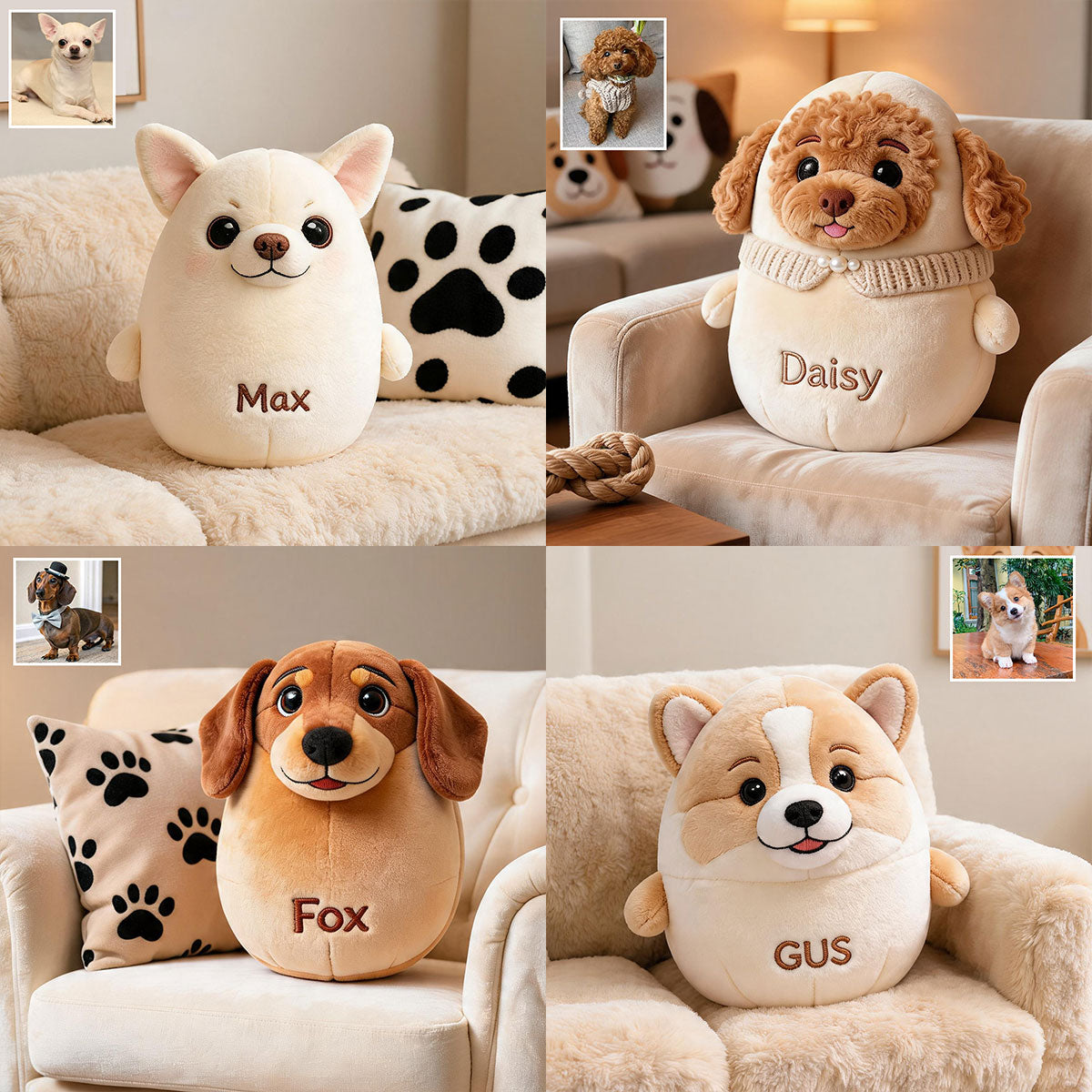 Cute Chubby Dog - Personalized Dog Premium Faux Fur Pillow