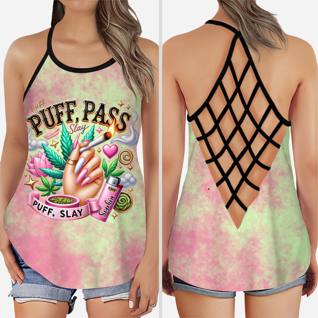 Stoner Chic – Personalisiertes Tanktop und Leggings mit Weed-Kreuz-Motiv