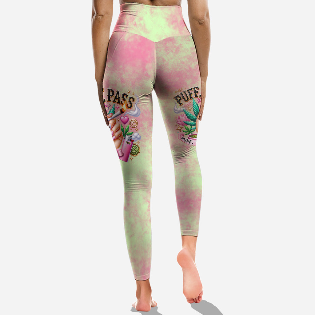 Stoner Chic – Personalisiertes Tanktop und Leggings mit Weed-Kreuz-Motiv