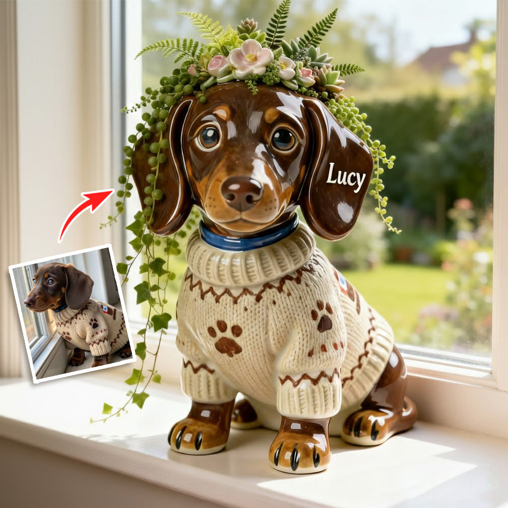 Custom Any Photo - Personalized Dog Acrylic Pot & Stake