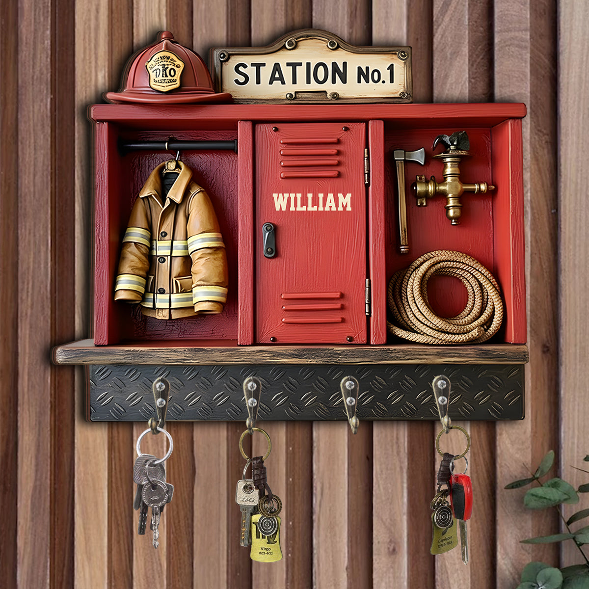 Proud Firefighter - Personalized Firefighter Custom Shaped Hanging Rack