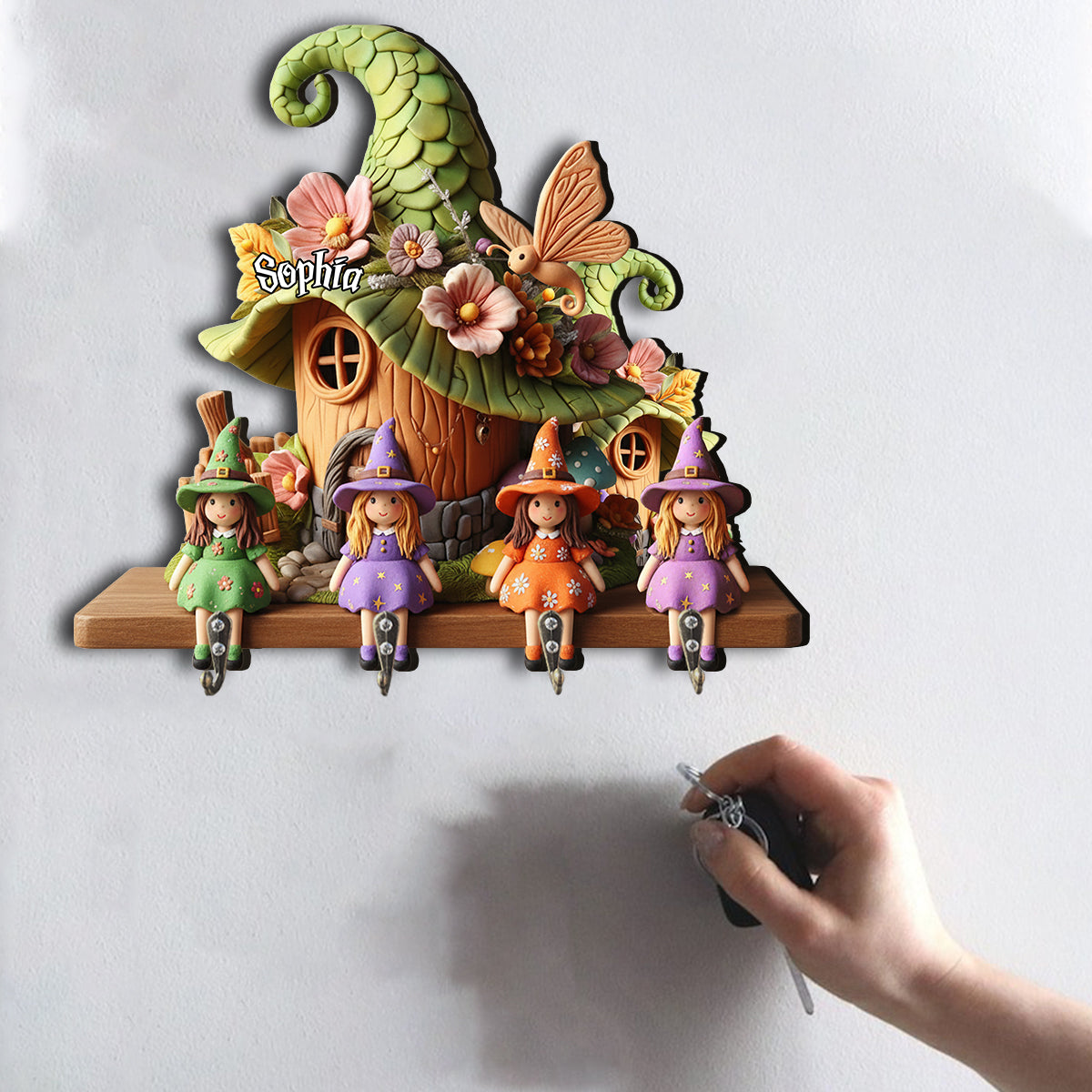 Niedliche Hexen – Personalisierter Hängeständer in Hexenform