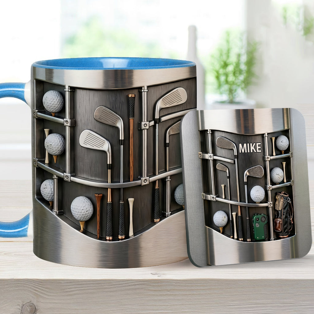 Love Gift – Personalisierte Tasse und Untersetzer mit Golfmotiv