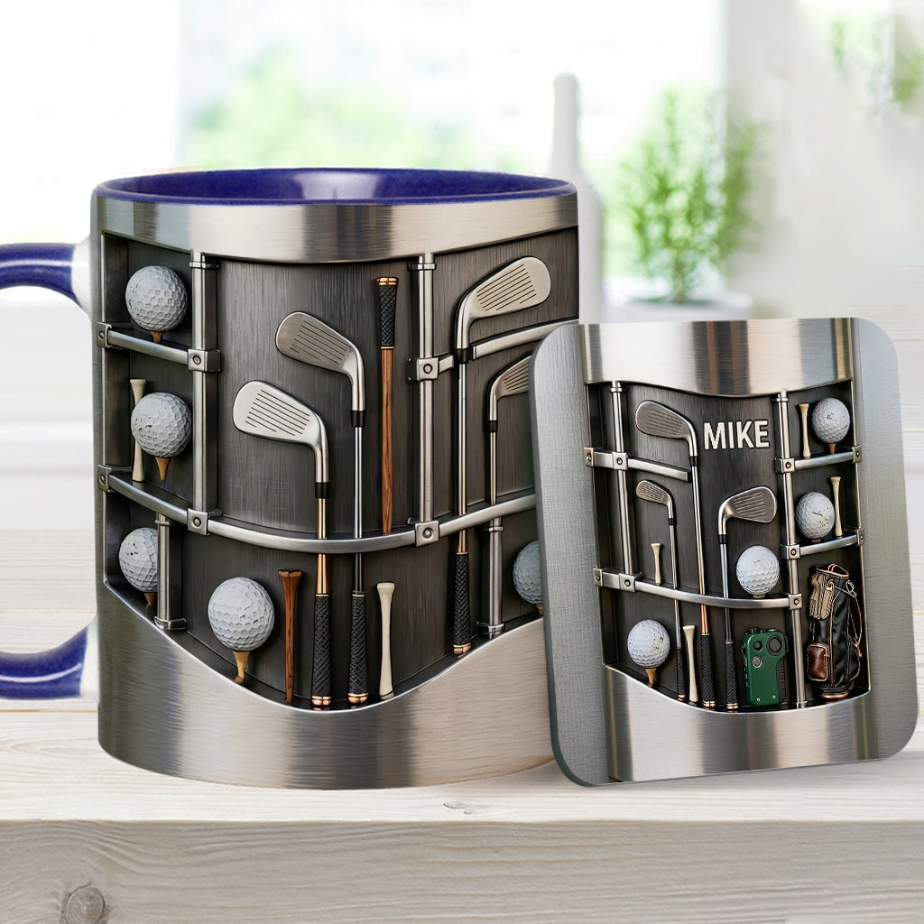 Love Gift – Personalisierte Tasse und Untersetzer mit Golfmotiv