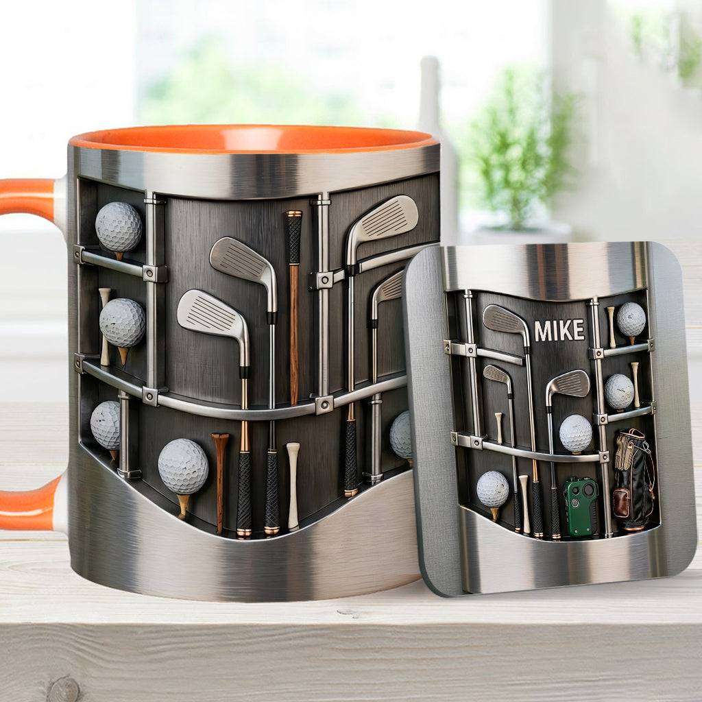 Love Gift – Personalisierte Tasse und Untersetzer mit Golfmotiv