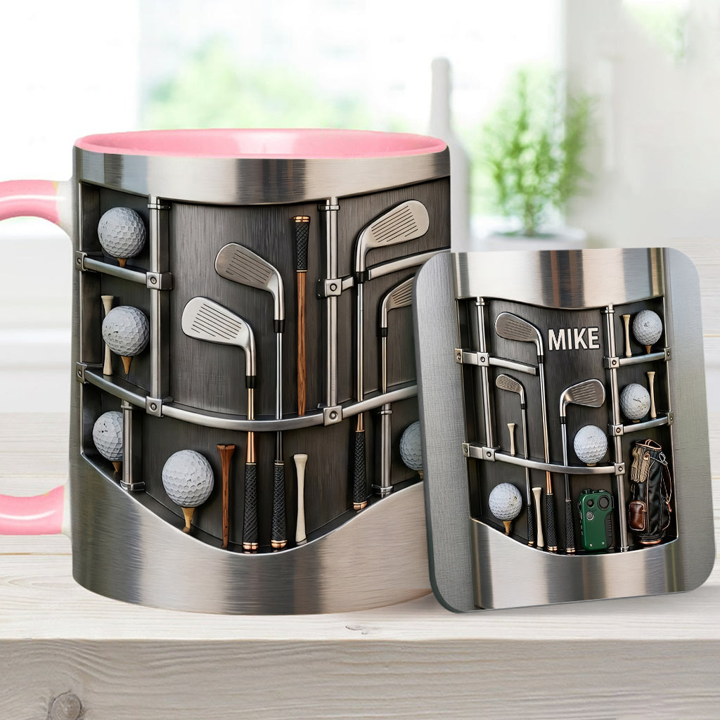 Love Gift – Personalisierte Tasse und Untersetzer mit Golfmotiv
