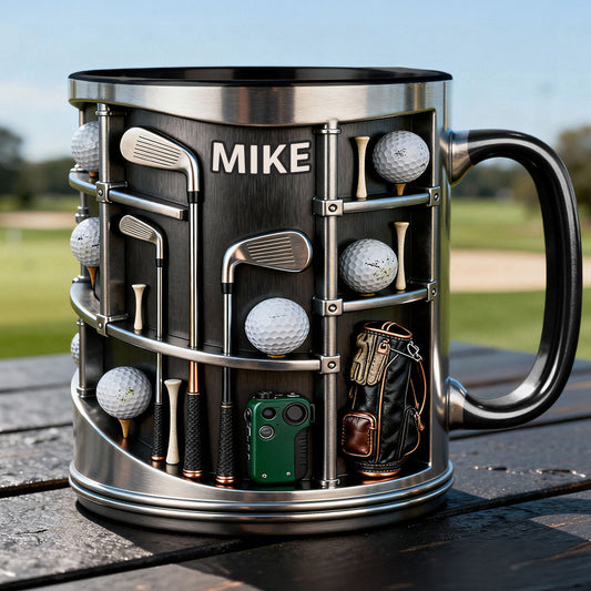 Love Gift – Personalisierte Tasse und Untersetzer mit Golfmotiv