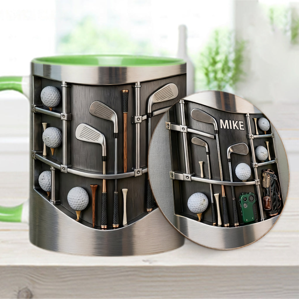 Love Gift – Personalisierte Tasse und Untersetzer mit Golfmotiv