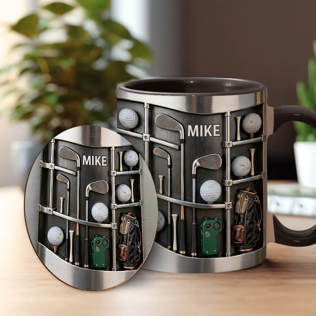 Love Gift – Personalisierte Tasse und Untersetzer mit Golfmotiv