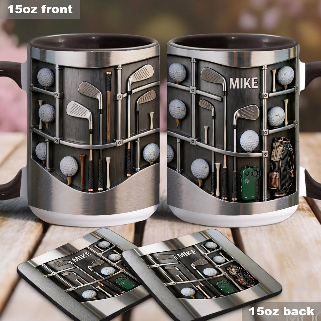 Love Gift – Personalisierte Tasse und Untersetzer mit Golfmotiv