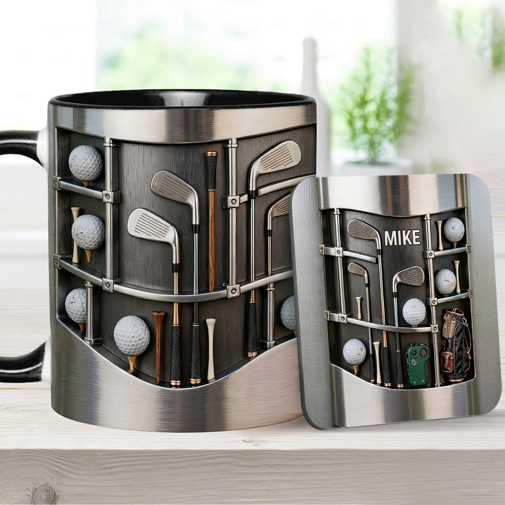 Love Gift – Personalisierte Tasse und Untersetzer mit Golfmotiv