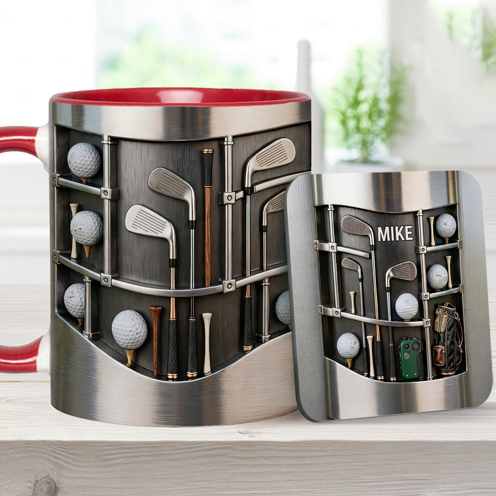 Love Gift – Personalisierte Tasse und Untersetzer mit Golfmotiv