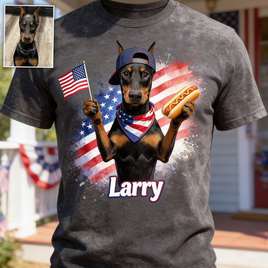 Patriotisches USA - Personalisiertes Hundewascht-Shirt