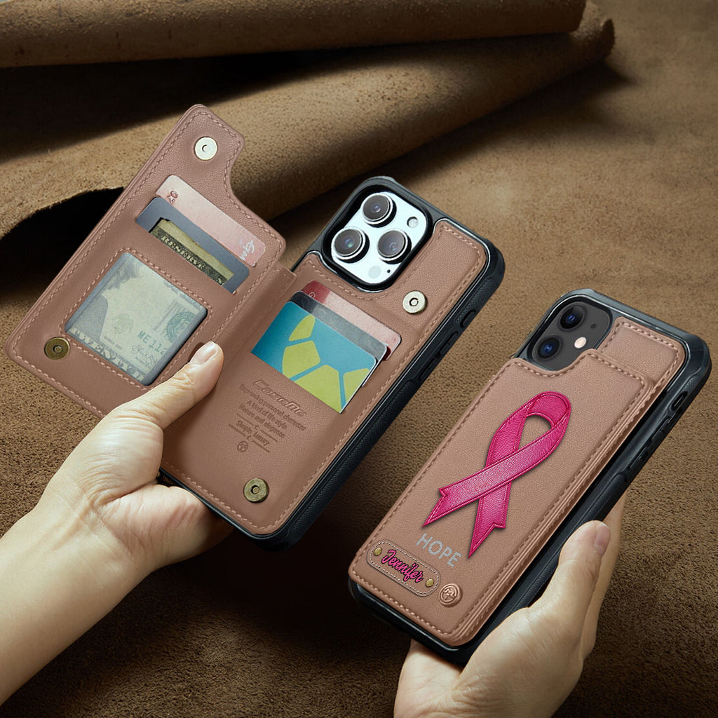 Hope - Personalized Breast Cancer Awareness Wallet Phone Case