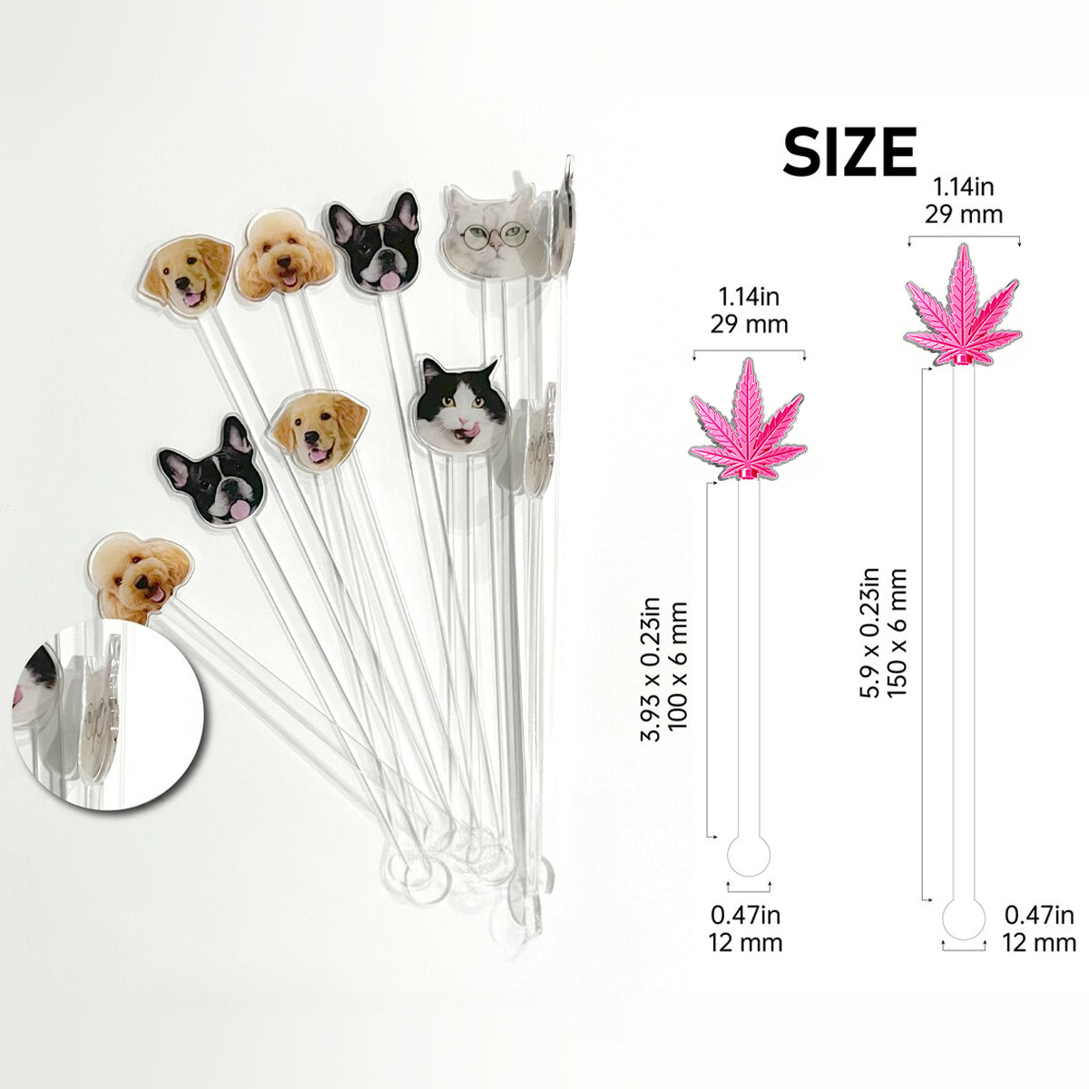 Magic Leaf, personalisierter Becher mit Initialen – individueller Weed-Set-Akzentbecher mit Acryl-Rührstäbchen