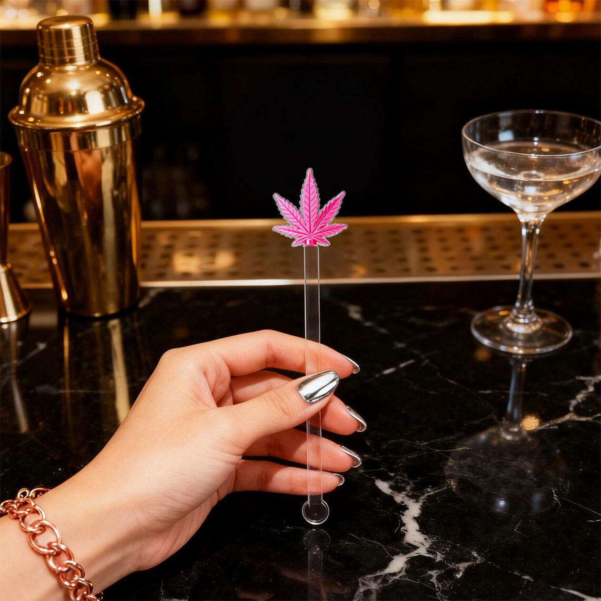 Magic Leaf, personalisierter Becher mit Initialen – individueller Weed-Set-Akzentbecher mit Acryl-Rührstäbchen