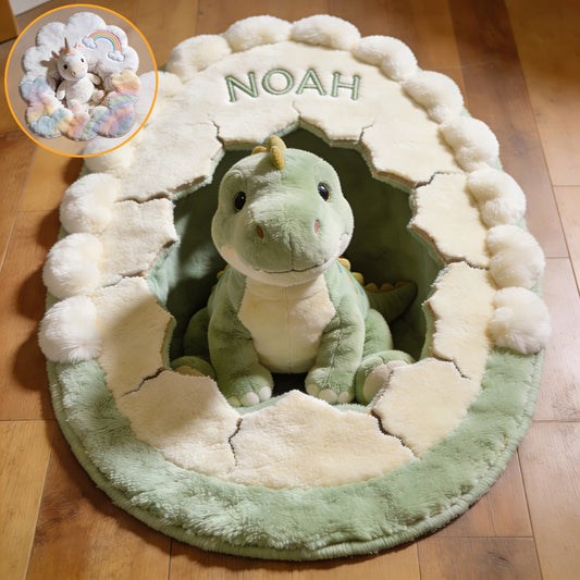 Kinderzimmer Dekor - Dinosaurier oder Einhorn - Personalisierter rutschfester Teppich