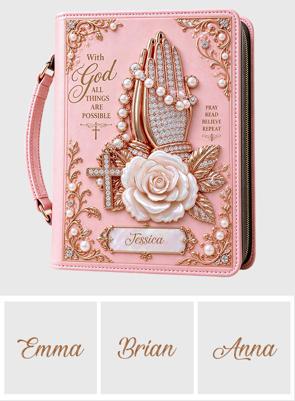 I Pray To God - Personalized Christian Leather Bible Cover Bag