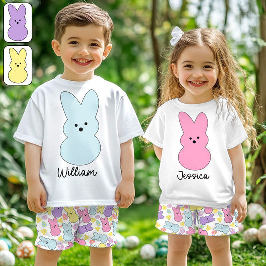 Buntes Osterfest – personalisiertes Kinder-T-Shirt & Shorts