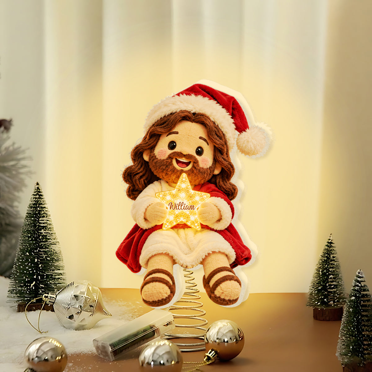 Merry Christmas - Personalized Christian LED Light Tree Topper