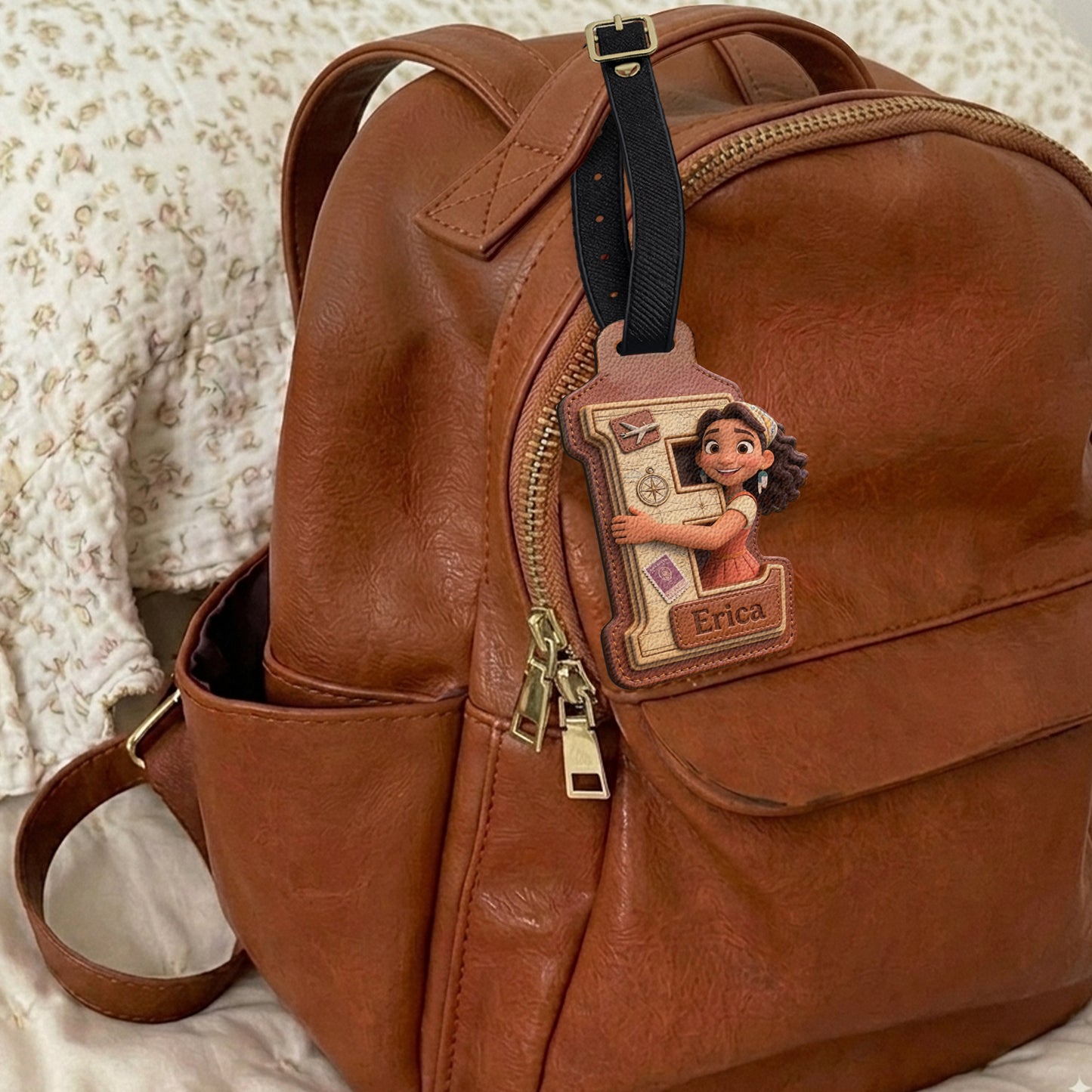 Personalisierter Kofferanhänger mit Foto und Initialen