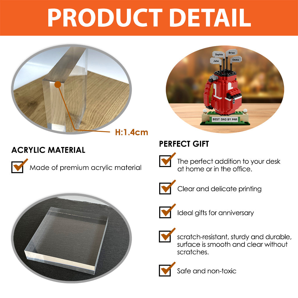 Bester Papa nach Par - Personalisierte, individuell geformte Acrylplakette für Golfer