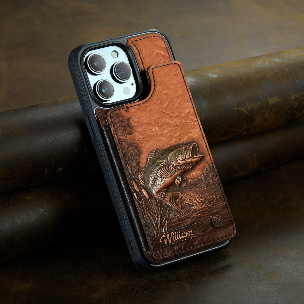 Der beste Angler – Personalisierte Handyhülle mit Angelmotiv und Volldruck