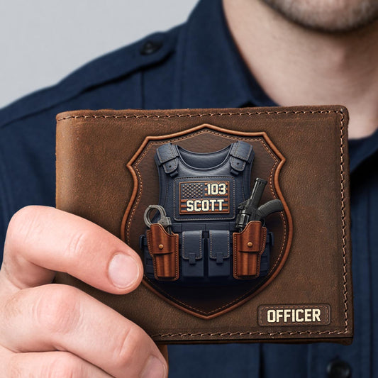 Tactical Police Bulletproof Vest - Personalized Police Officer Leather Wallet