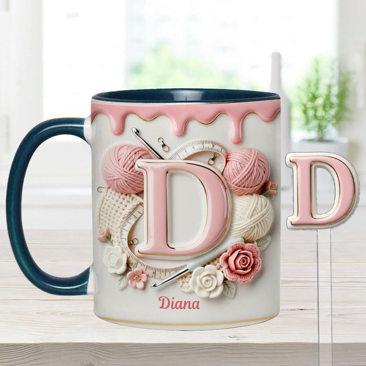 Love Crochet – Personalisierte Häkelset-Tasse mit Acryl-Rührstäbchen
