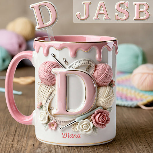 Love Crochet – Personalisierte Häkelset-Tasse mit Acryl-Rührstäbchen
