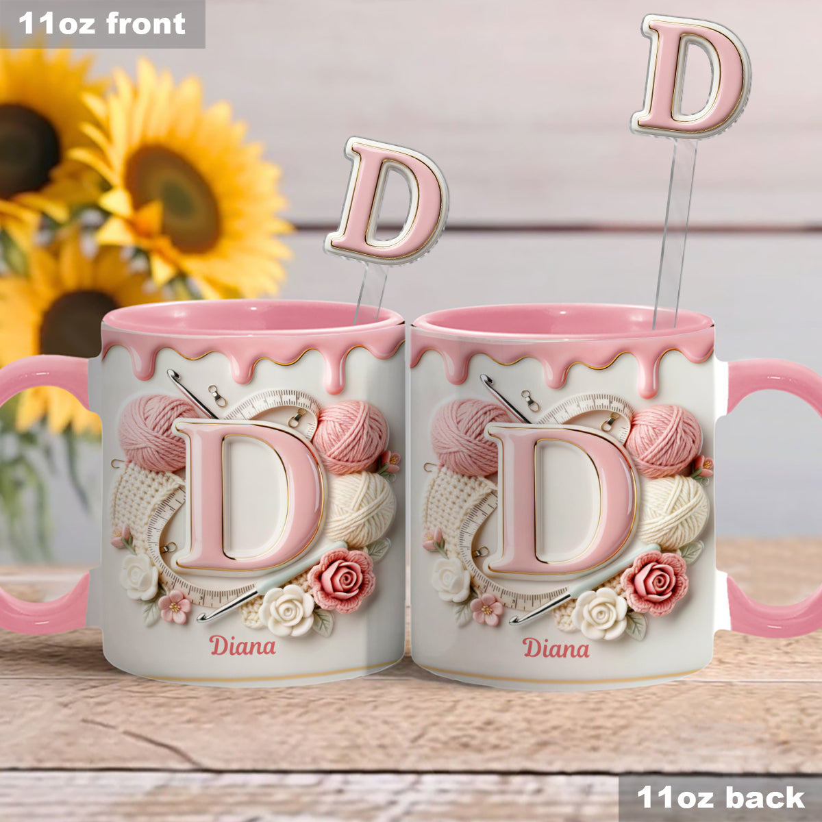 Love Crochet – Personalisierte Häkelset-Tasse mit Acryl-Rührstäbchen