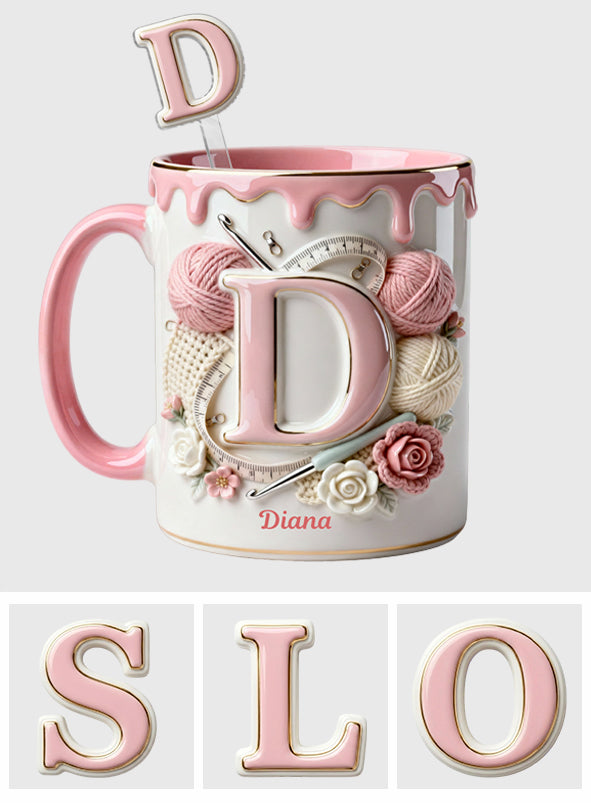 Love Crochet – Personalisierte Häkelset-Tasse mit Acryl-Rührstäbchen