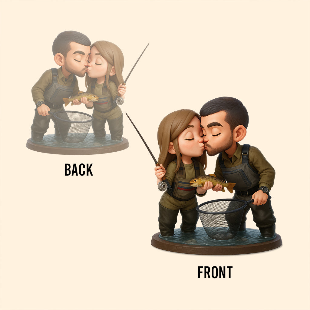 Paar beim Angeln – Personalisierte Acrylplakette in individueller Angelform
