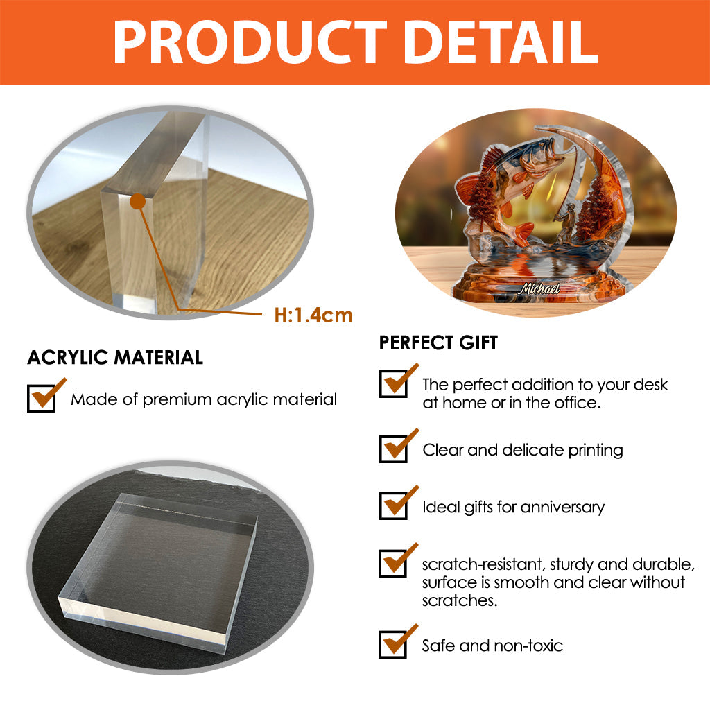 Love Fishing - Personalized Fishing Custom Shaped Acrylic Plaque