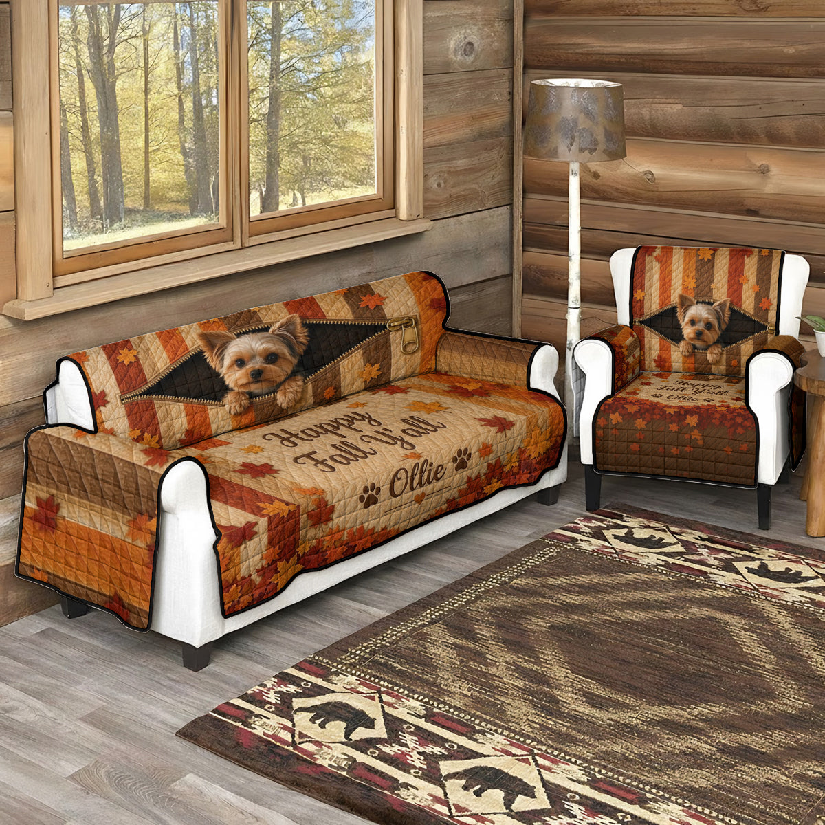Cute Pet Peeking - Personalized Dog Quilted Sofa/Couch Cover
