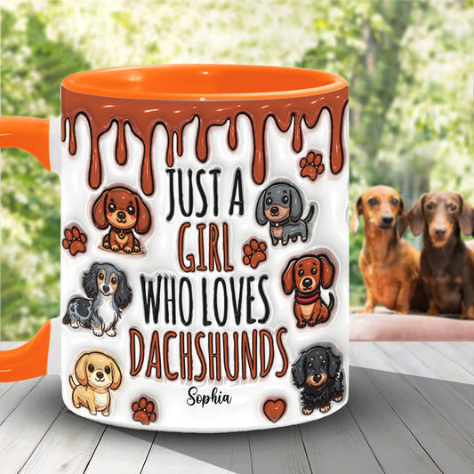 Just A Girl Who Loves Dachshunds - Personalized Dachshund Accent Mug
