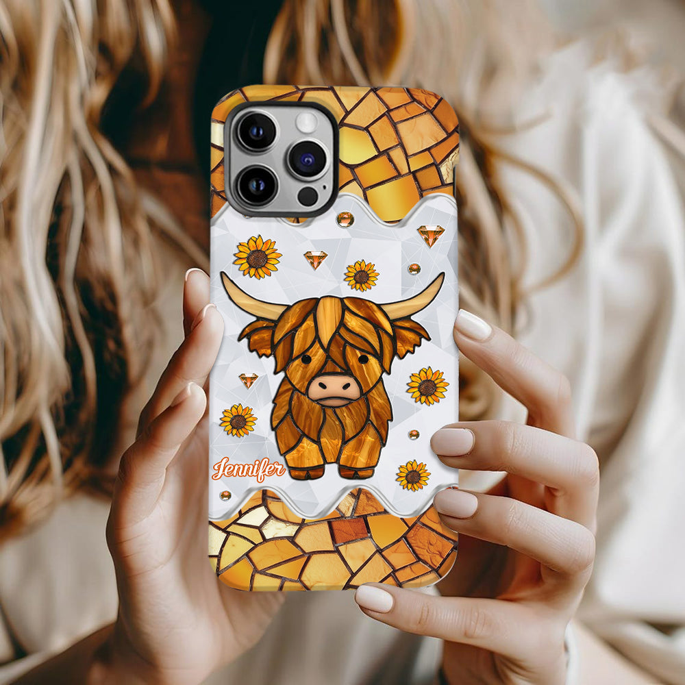 Niedliches Hochlandrind – Personalisierte Handyhülle mit Hochlandrind-Vollbild
