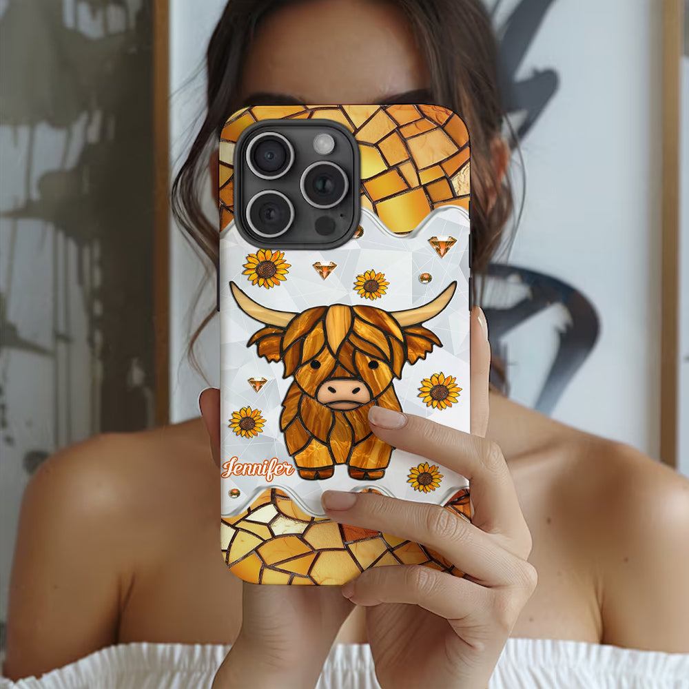 Niedliches Hochlandrind – Personalisierte Handyhülle mit Hochlandrind-Vollbild