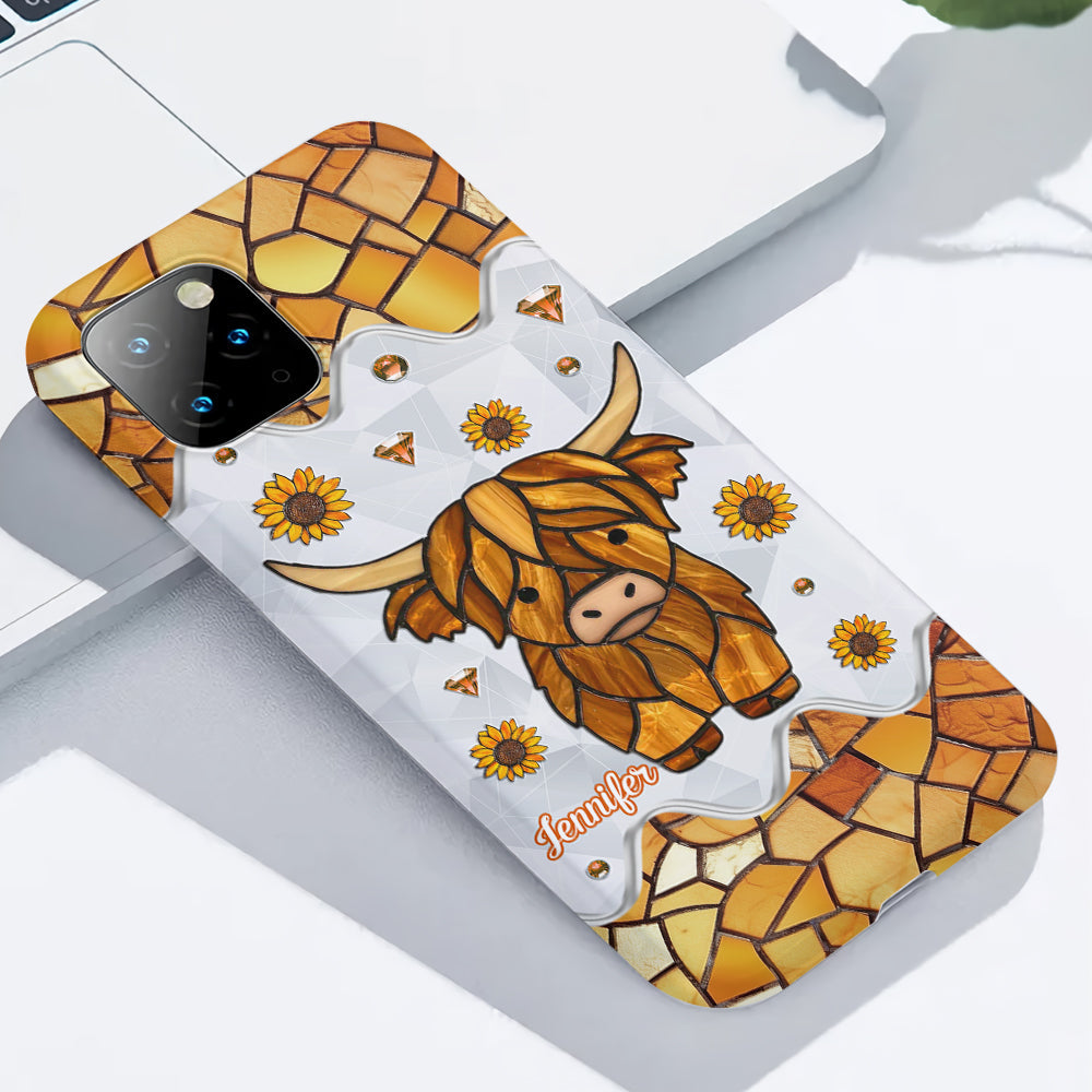 Niedliches Hochlandrind – Personalisierte Handyhülle mit Hochlandrind-Vollbild