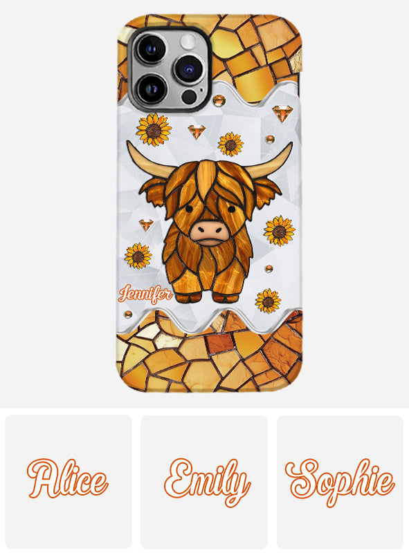 Niedliches Hochlandrind – Personalisierte Handyhülle mit Hochlandrind-Vollbild