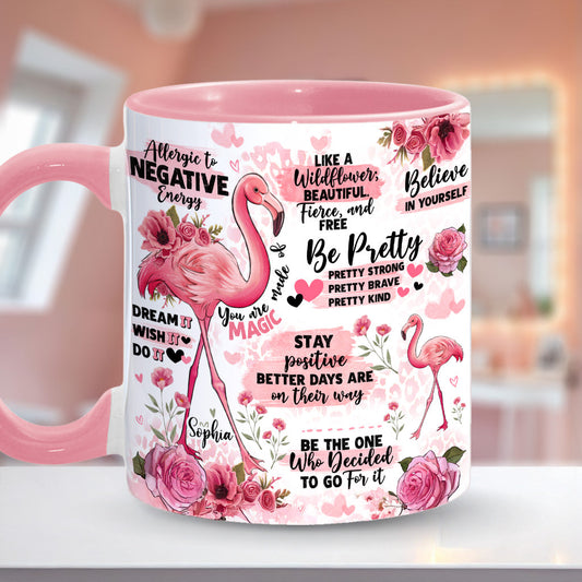 Flamingo-Affirmation – Personalisierter Flamingo-Akzentbecher