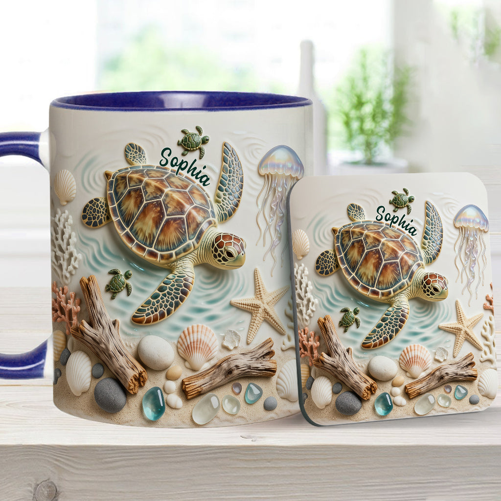 Love Turtles - Personalized Turtle Accent Mug & Coaster