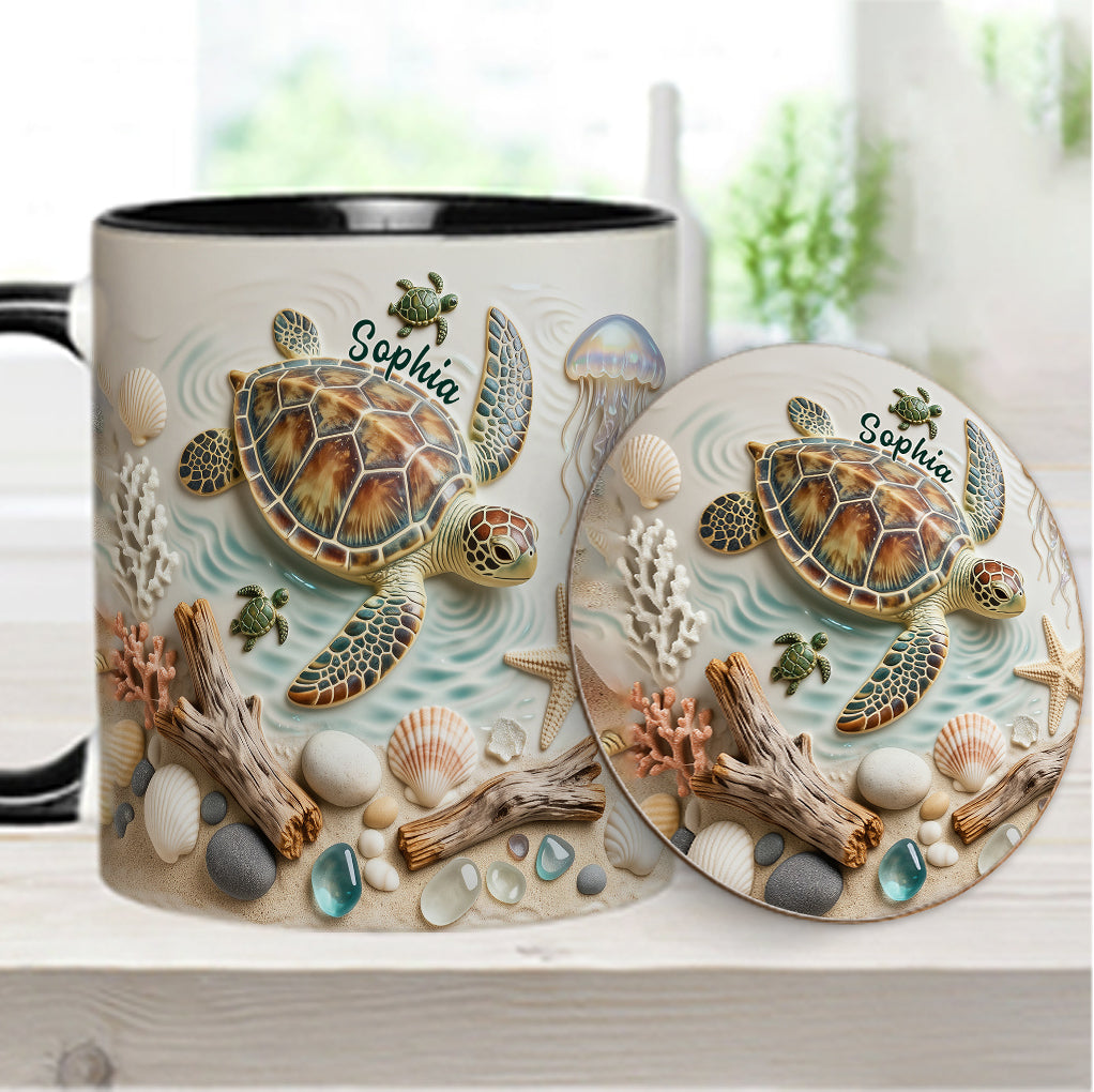 Love Turtles - Personalized Turtle Accent Mug & Coaster