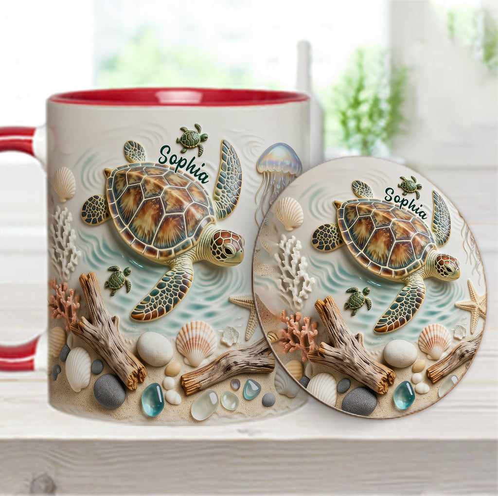 Love Turtles - Personalized Turtle Accent Mug & Coaster